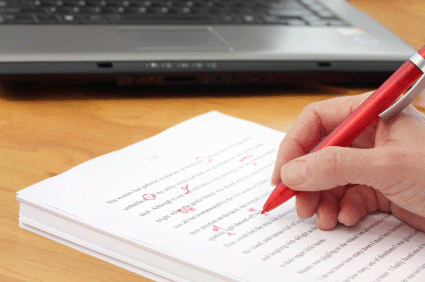Hands-on Editing: red-pen corrections on a manuscript page